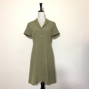 Everlane Japanese Goweave Notch Shirtdress Olive Green Size 6